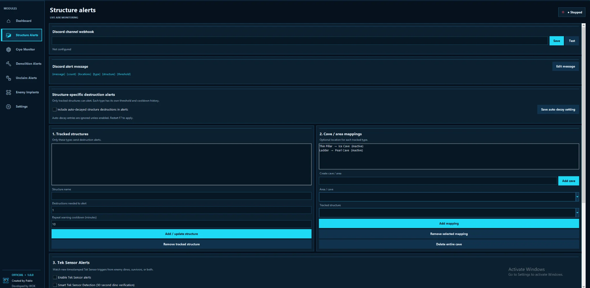 TribeWatch Structure Alerts with exact tracked structures and cave mapping